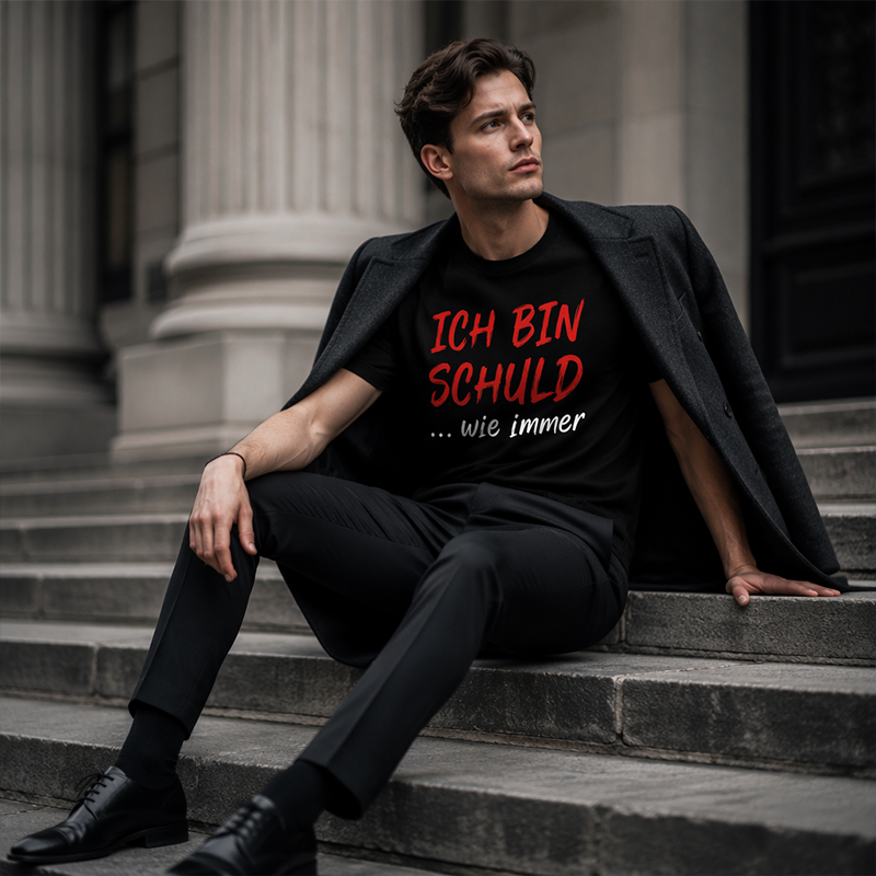 🔥🛍️ Neuheiten - Witziges deutsches Slogan-T-Shirt für Herren, schwarz, Kurzarm, Rundhalsausschnitt