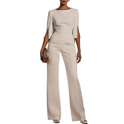 🔔 Letzte 100 Stück – solange der Vorrat reicht! ✨Eleganter, schmal geschnittener Jumpsuit mit Perlenverzierung