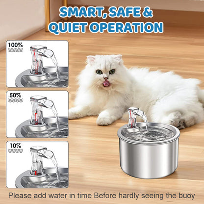Abreuvoir automatique sans fil et sans prise pour chats et chiens, équipé d'un capteur d'eau. Abreuvoir intelligent assurant une circulation continue d'eau fraîche.