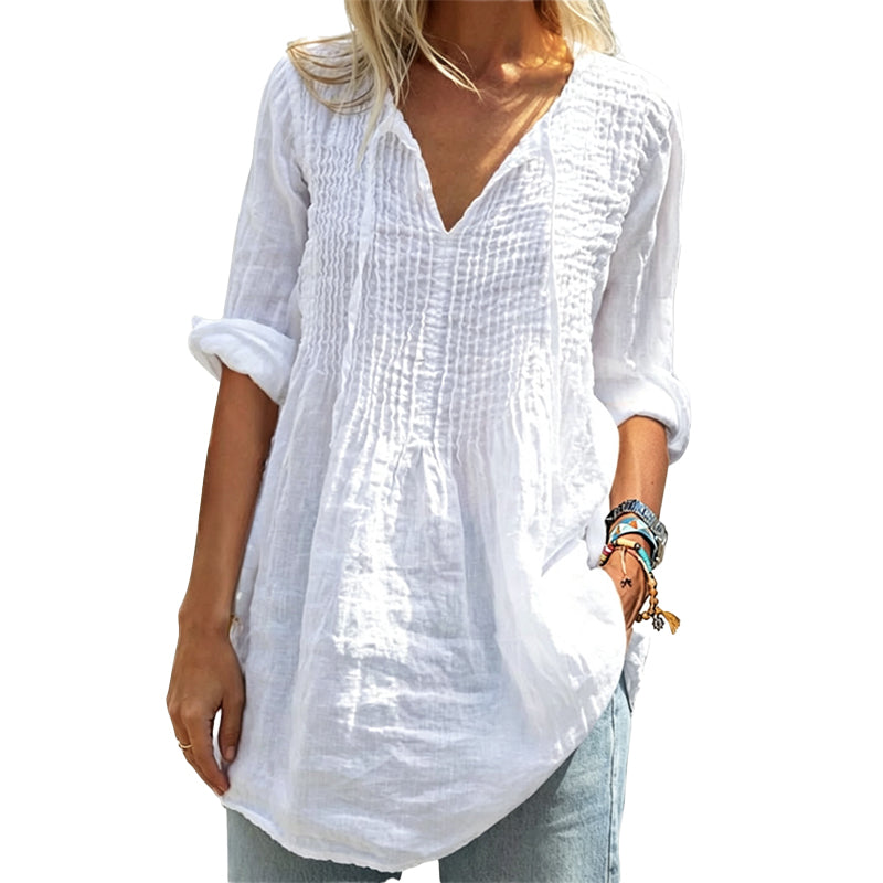 👚 Damen lässiges V-Ausschnitt-Bindefalten-Oberteil – feminin, luftig & vielseitig – perfekt für Alltag, Büro & Freizeit – mit elegantem Bindefalten-Detail – ideal für warme Tage & entspannte Stunden