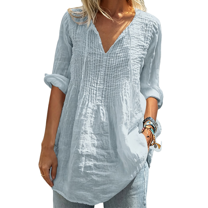 👚 Damen lässiges V-Ausschnitt-Bindefalten-Oberteil – feminin, luftig & vielseitig – perfekt für Alltag, Büro & Freizeit – mit elegantem Bindefalten-Detail – ideal für warme Tage & entspannte Stunden