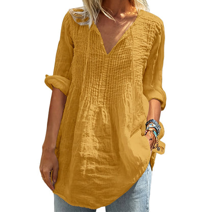 👚 Damen lässiges V-Ausschnitt-Bindefalten-Oberteil – feminin, luftig & vielseitig – perfekt für Alltag, Büro & Freizeit – mit elegantem Bindefalten-Detail – ideal für warme Tage & entspannte Stunden