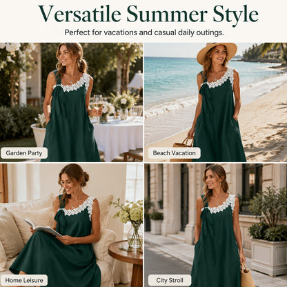 Sommerfavorit☀️🌺 Elegantes Spitzenkleid mit Schleife an der Schulter – ein Must-Have für einen lässigen Sommerlook