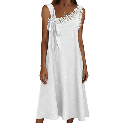 Sommerfavorit☀️🌺 Elegantes Spitzenkleid mit Schleife an der Schulter – ein Must-Have für einen lässigen Sommerlook