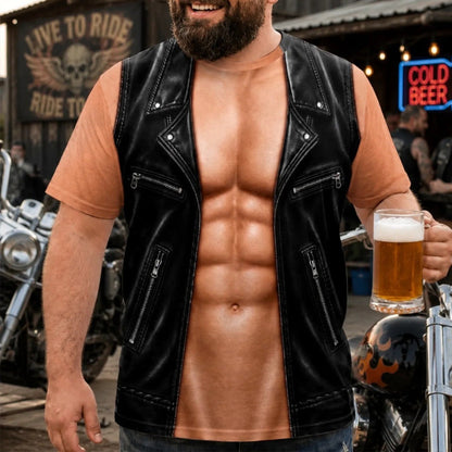 ❄️Sommerfrische 50 % Rabatt!✨Lustiges Herren-T-Shirt mit Fake-Muskelprint – Auffälliges Party-Shirt für BBQ, Motorradtouren, Partys & als Geschenk