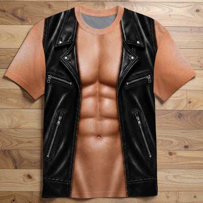 ❄️Sommerfrische 50 % Rabatt!✨Lustiges Herren-T-Shirt mit Fake-Muskelprint – Auffälliges Party-Shirt für BBQ, Motorradtouren, Partys & als Geschenk