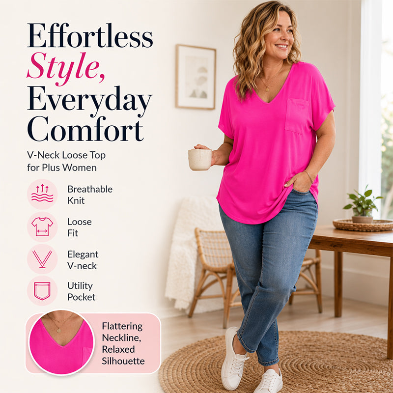 👕 Damen lässiges V-Ausschnitt Kurzarm-T-Shirt – bequem, luftig & vielseitig – perfekt für Alltag, Büro & Freizeit – zeitloser Look, weicher Stoff & figurschmeichelnder Schnitt – ideal für warme Tage & entspannte Stunden