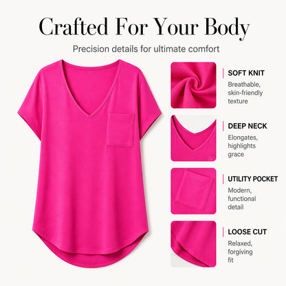 👕 Damen lässiges V-Ausschnitt Kurzarm-T-Shirt – bequem, luftig & vielseitig – perfekt für Alltag, Büro & Freizeit – zeitloser Look, weicher Stoff & figurschmeichelnder Schnitt – ideal für warme Tage & entspannte Stunden