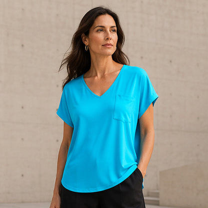 👕 Damen lässiges V-Ausschnitt Kurzarm-T-Shirt – bequem, luftig & vielseitig – perfekt für Alltag, Büro & Freizeit – zeitloser Look, weicher Stoff & figurschmeichelnder Schnitt – ideal für warme Tage & entspannte Stunden