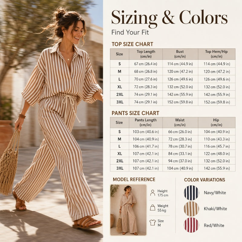 ✨ 2-teiliges Set – gestreiftes Oberteil & Hose – weicher Stoff, elastischer Bund & vielseitig kombinierbar – einzeln oder zusammen tragbar – für jeden Anlass geeignet | Jetzt shoppen