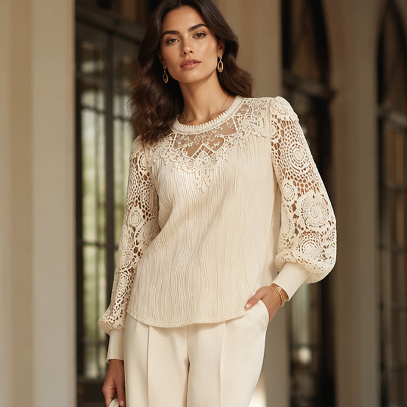 ⌛Zeitlich begrenztes Angebot – Elegantes Patchwork-Oberteil aus Spitze für Damen