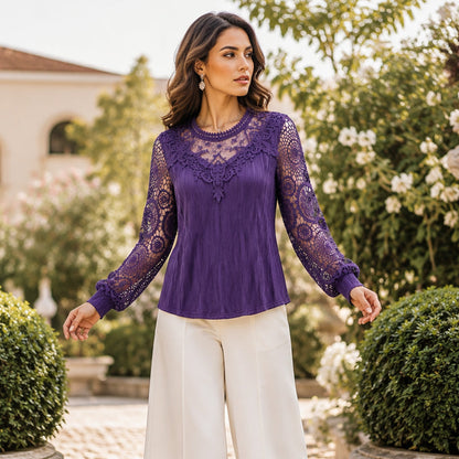⌛Zeitlich begrenztes Angebot – Elegantes Patchwork-Oberteil aus Spitze für Damen