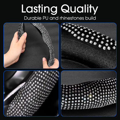 🚗 Rhinestones Bling Cover für Autolenkräder – funkelnder Look, bequemer Griff & einfache Montage – für alle gängigen Lenkräder geeignet – stylisches Accessoire für jeden Fahrer – perfekt für Auto, SUV & LKW