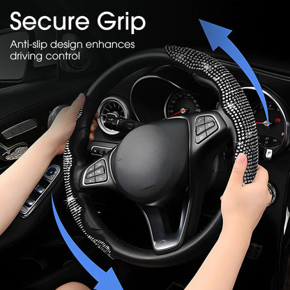 🚗 Rhinestones Bling Cover für Autolenkräder – funkelnder Look, bequemer Griff & einfache Montage – für alle gängigen Lenkräder geeignet – stylisches Accessoire für jeden Fahrer – perfekt für Auto, SUV & LKW