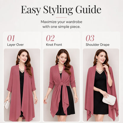 🌸 Zarter Chiffon trifft auf lässige Eleganz – dieser leichte Cardigan ist das Must-have für jede Jahreszeit. Angenehm weicher Stoff, femininer Schnitt und unendlich viele Kombinationsmöglichkeiten. Hol dir jetzt dein neues Lieblingsteil! ✨👗