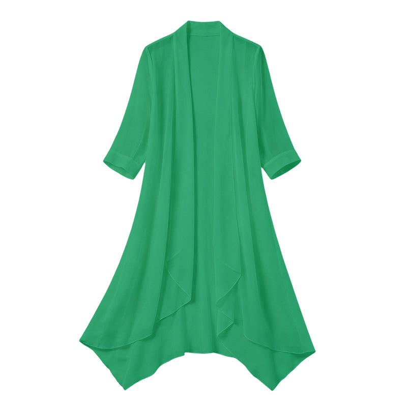 🌸 Zarter Chiffon trifft auf lässige Eleganz – dieser leichte Cardigan ist das Must-have für jede Jahreszeit. Angenehm weicher Stoff, femininer Schnitt und unendlich viele Kombinationsmöglichkeiten. Hol dir jetzt dein neues Lieblingsteil! ✨👗