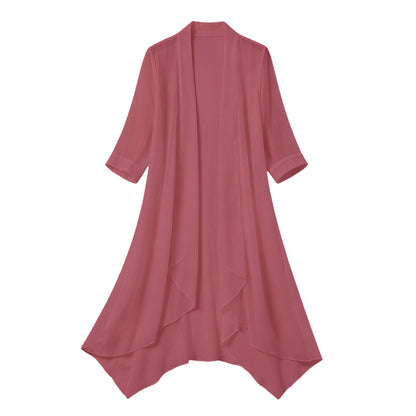 🌸 Zarter Chiffon trifft auf lässige Eleganz – dieser leichte Cardigan ist das Must-have für jede Jahreszeit. Angenehm weicher Stoff, femininer Schnitt und unendlich viele Kombinationsmöglichkeiten. Hol dir jetzt dein neues Lieblingsteil! ✨👗