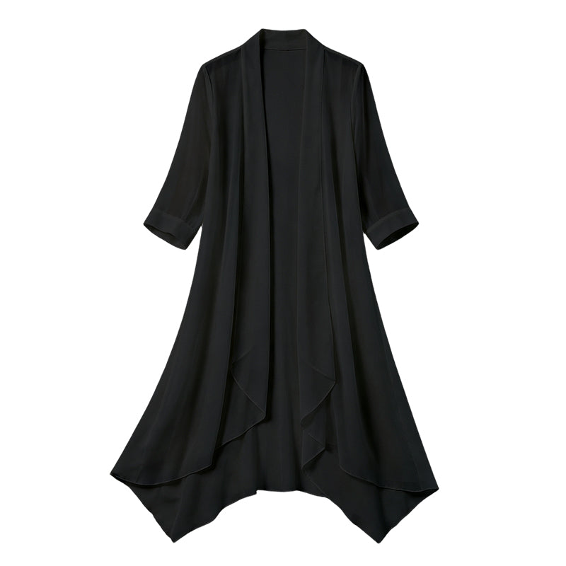🌸 Zarter Chiffon trifft auf lässige Eleganz – dieser leichte Cardigan ist das Must-have für jede Jahreszeit. Angenehm weicher Stoff, femininer Schnitt und unendlich viele Kombinationsmöglichkeiten. Hol dir jetzt dein neues Lieblingsteil! ✨👗
