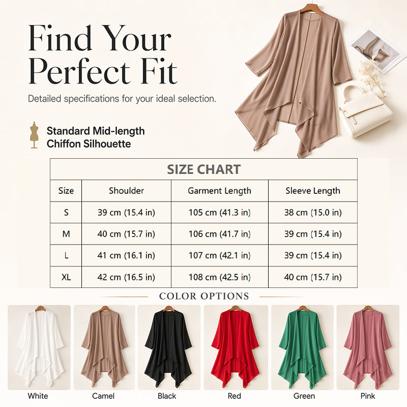 🌸 Zarter Chiffon trifft auf lässige Eleganz – dieser leichte Cardigan ist das Must-have für jede Jahreszeit. Angenehm weicher Stoff, femininer Schnitt und unendlich viele Kombinationsmöglichkeiten. Hol dir jetzt dein neues Lieblingsteil! ✨👗