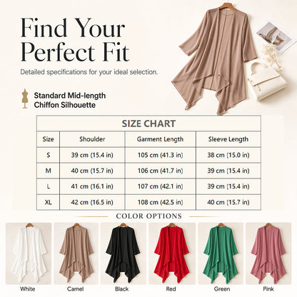 🌸 Zarter Chiffon trifft auf lässige Eleganz – dieser leichte Cardigan ist das Must-have für jede Jahreszeit. Angenehm weicher Stoff, femininer Schnitt und unendlich viele Kombinationsmöglichkeiten. Hol dir jetzt dein neues Lieblingsteil! ✨👗