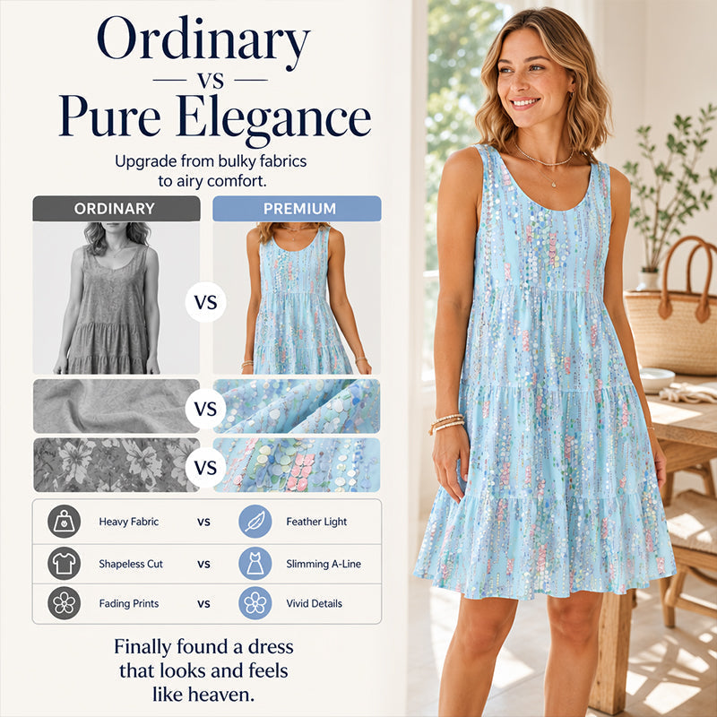 👗Top-Auswahl – Midi-Kleid mit Stufenschnitt und Rundhalsausschnitt – luftige, ärmellose Silhouette für den Tag und den Abend 🌿
