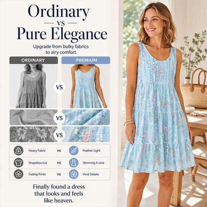 👗Top-Auswahl – Midi-Kleid mit Stufenschnitt und Rundhalsausschnitt – luftige, ärmellose Silhouette für den Tag und den Abend 🌿
