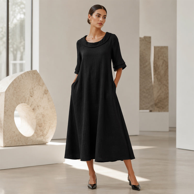 👗 Damen lässiges Sommerkleid mit rundem Ausschnitt – bequem, luftig & vielseitig – perfekt für warme Tage, Strand & Freizeit – zeitloser Look, weicher Stoff & figurschmeichelnder Schnitt – ideal für entspannte Stunden & den täglichen Gebrauch