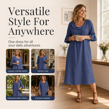 👗 Damen lässiges Sommerkleid mit rundem Ausschnitt – bequem, luftig & vielseitig – perfekt für warme Tage, Strand & Freizeit – zeitloser Look, weicher Stoff & figurschmeichelnder Schnitt – ideal für entspannte Stunden & den täglichen Gebrauch