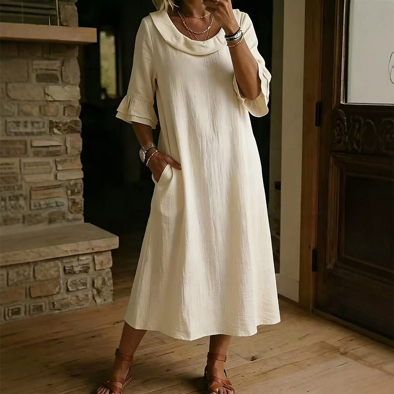 👗 Damen lässiges Sommerkleid mit rundem Ausschnitt – bequem, luftig & vielseitig – perfekt für warme Tage, Strand & Freizeit – zeitloser Look, weicher Stoff & figurschmeichelnder Schnitt – ideal für entspannte Stunden & den täglichen Gebrauch