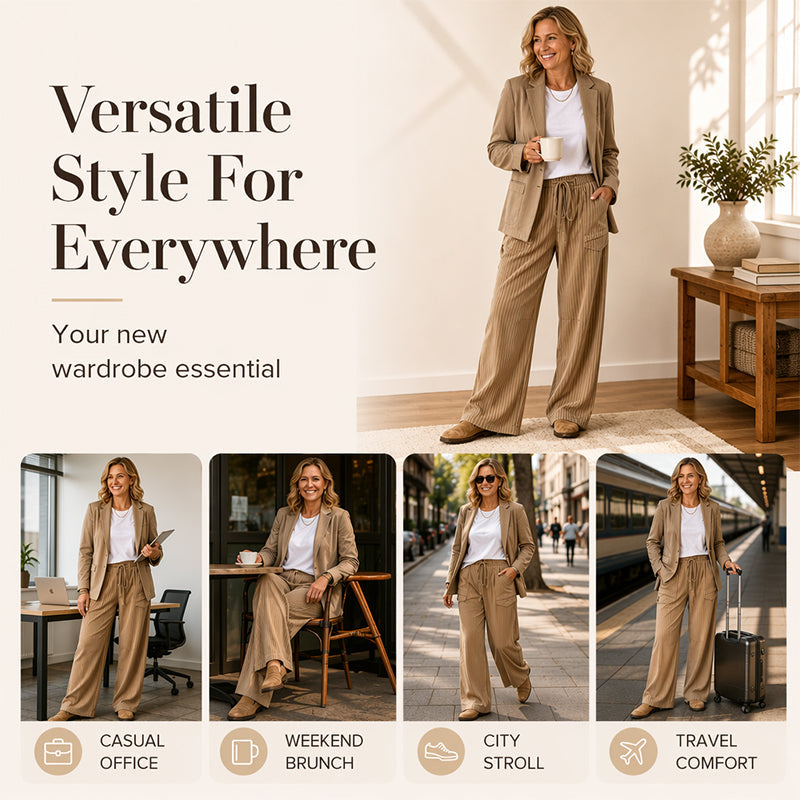 👖 Damen gerippte Kordelzug-Geradehose – bequem, vielseitig & stylisch – mit verstellbarem Kordelzug & geradem Bein – perfekt für Alltag, Büro & Freizeit – weicher Stoff, figurschmeichelnder Schnitt – ideal für warme Tage & entspannte Stunden