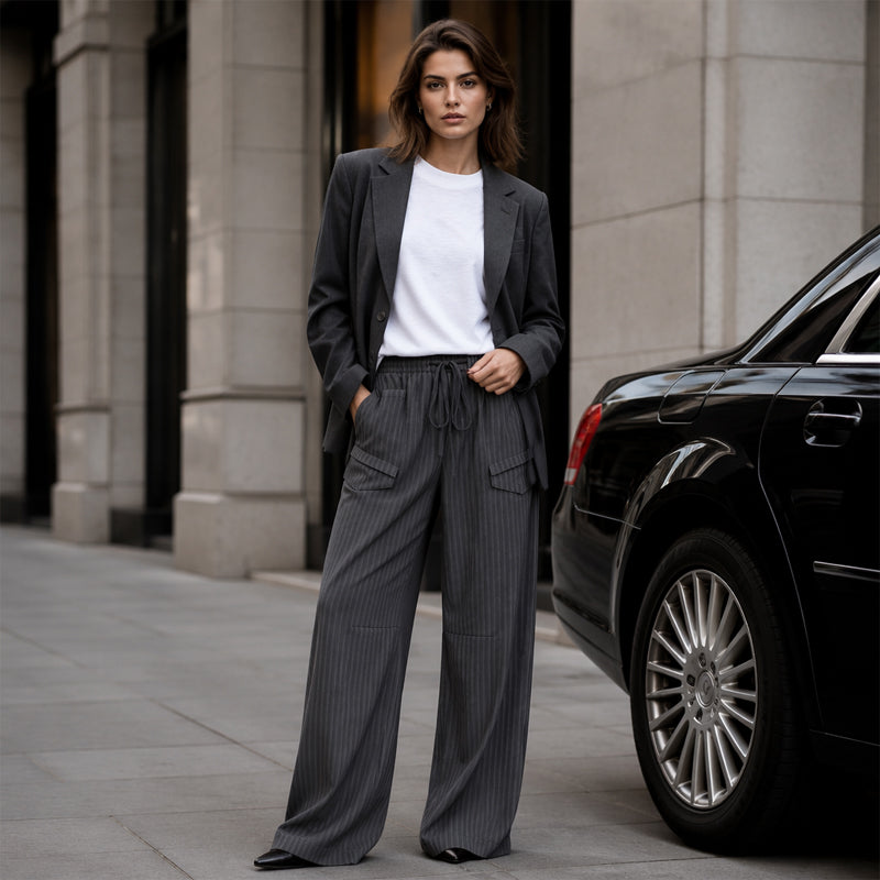 👖 Damen gerippte Kordelzug-Geradehose – bequem, vielseitig & stylisch – mit verstellbarem Kordelzug & geradem Bein – perfekt für Alltag, Büro & Freizeit – weicher Stoff, figurschmeichelnder Schnitt – ideal für warme Tage & entspannte Stunden