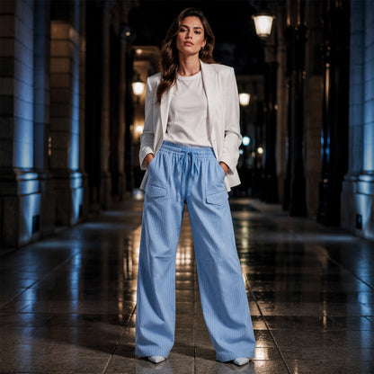 👖 Damen gerippte Kordelzug-Geradehose – bequem, vielseitig & stylisch – mit verstellbarem Kordelzug & geradem Bein – perfekt für Alltag, Büro & Freizeit – weicher Stoff, figurschmeichelnder Schnitt – ideal für warme Tage & entspannte Stunden