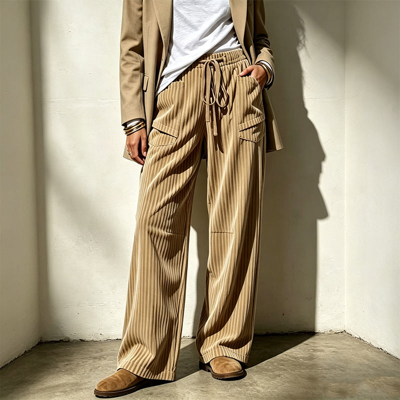 👖 Damen gerippte Kordelzug-Geradehose – bequem, vielseitig & stylisch – mit verstellbarem Kordelzug & geradem Bein – perfekt für Alltag, Büro & Freizeit – weicher Stoff, figurschmeichelnder Schnitt – ideal für warme Tage & entspannte Stunden