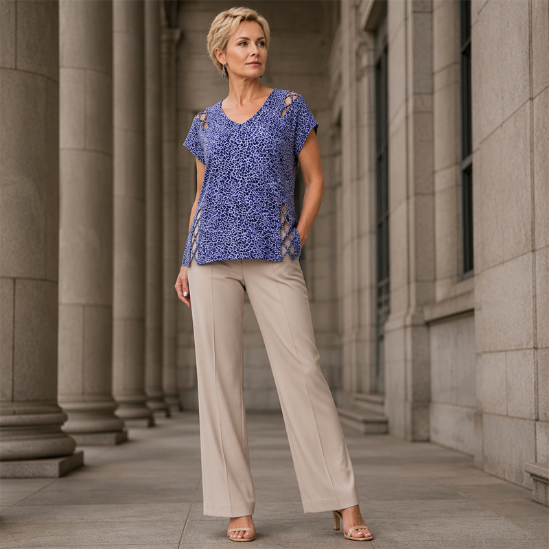 🐆 Locker sitzendes Damen-T-Shirt mit V-Ausschnitt & Leopardenmuster – Bequem, modisch & vielseitig