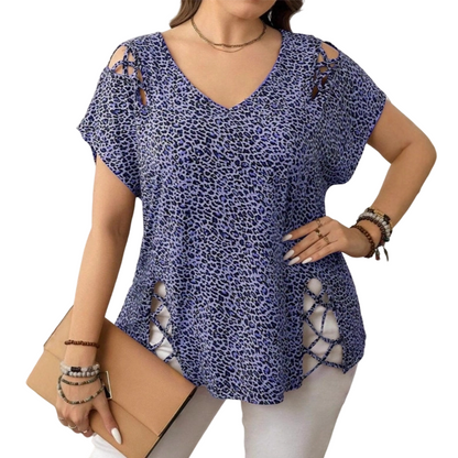 🐆 Locker sitzendes Damen-T-Shirt mit V-Ausschnitt & Leopardenmuster – Bequem, modisch & vielseitig