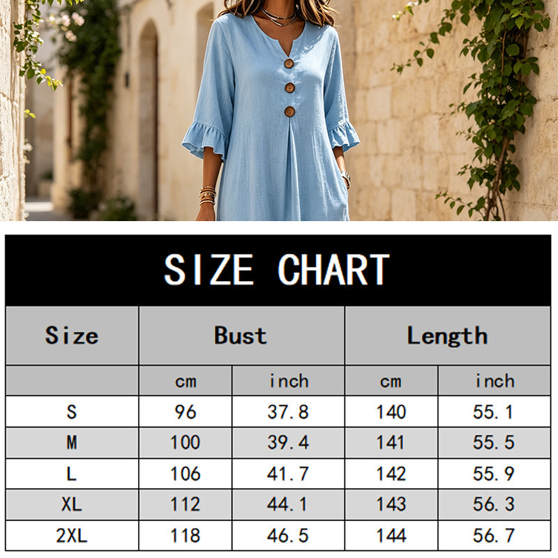👗Maxikleid für Damen mit V-Ausschnitt und Rüschenärmeln