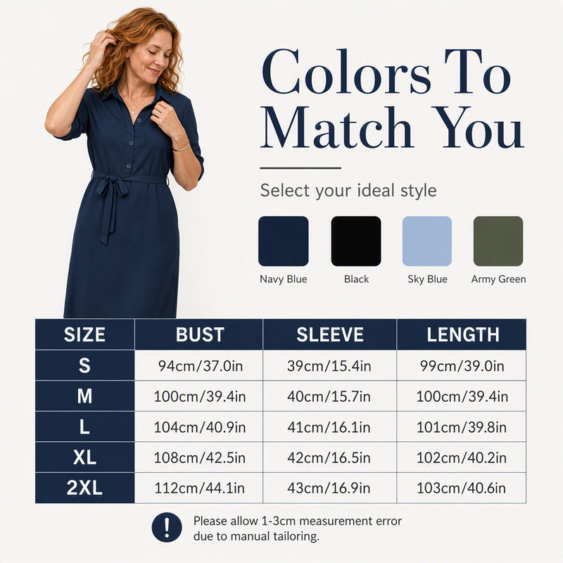 👗 Damen-Shirtkleid mit 3/4-Ärmeln & Gürtel – Figurschmeichelnd, vielseitig & bequem | Perfekt für jeden Anlass