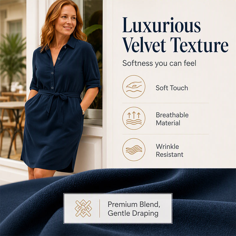 👗 Damen-Shirtkleid mit 3/4-Ärmeln & Gürtel – Figurschmeichelnd, vielseitig & bequem | Perfekt für jeden Anlass