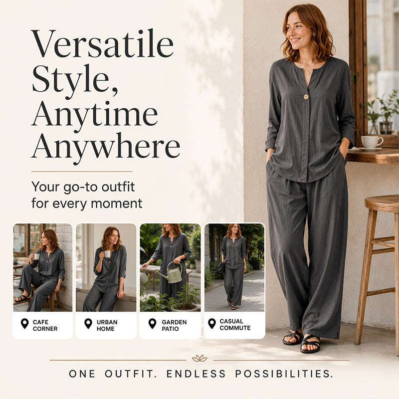 ✨Set aus Freizeithemd und Hose mit weitem Bein für Damen