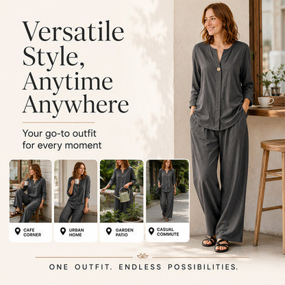 ✨Set aus Freizeithemd und Hose mit weitem Bein für Damen
