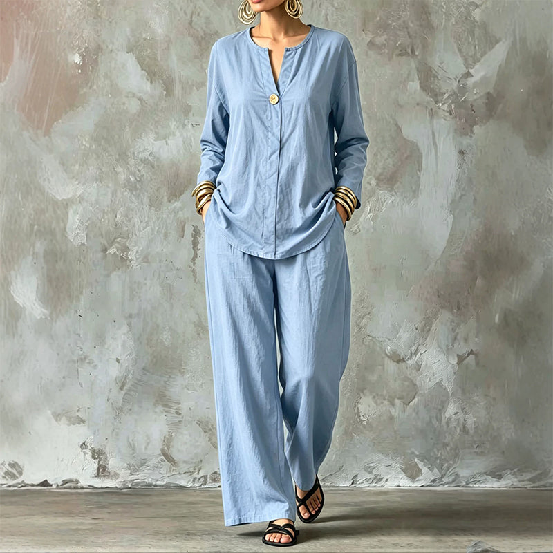 ✨Set aus Freizeithemd und Hose mit weitem Bein für Damen