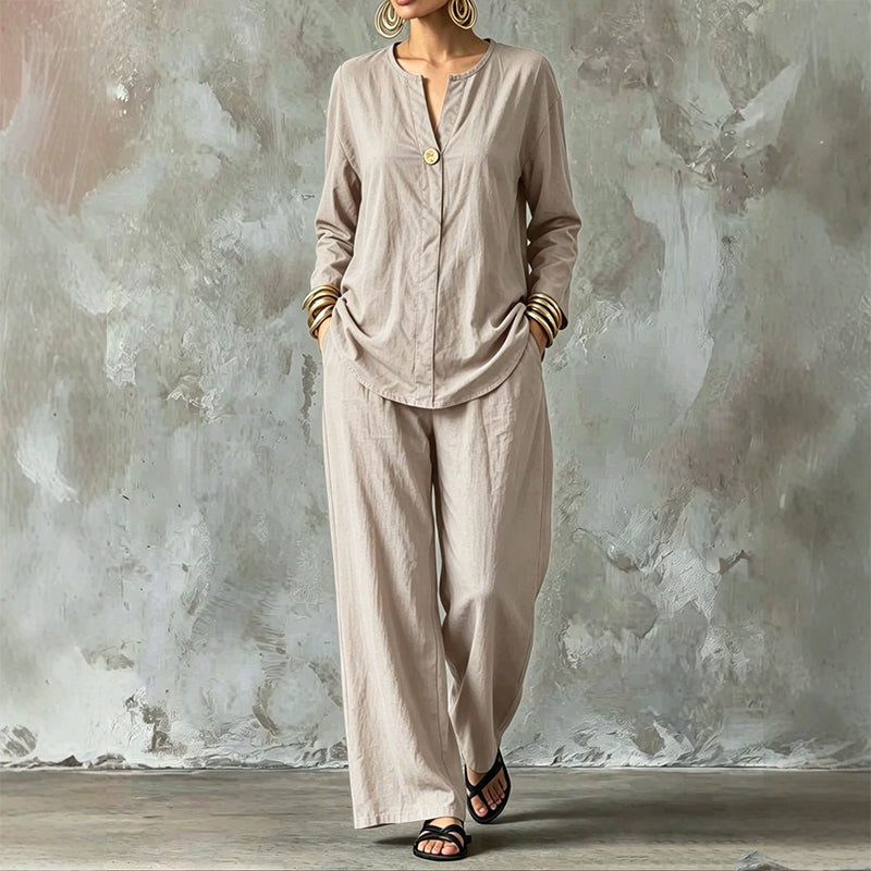✨Set aus Freizeithemd und Hose mit weitem Bein für Damen