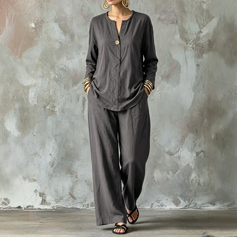 ✨Set aus Freizeithemd und Hose mit weitem Bein für Damen