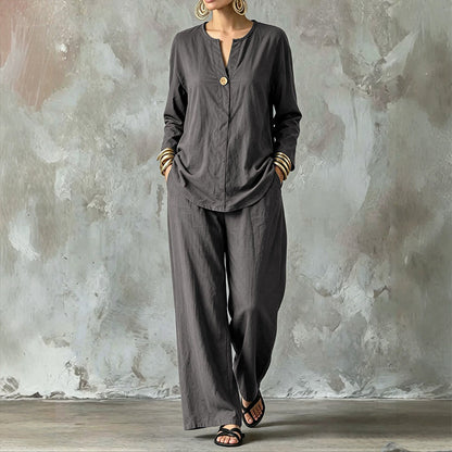 ✨Set aus Freizeithemd und Hose mit weitem Bein für Damen
