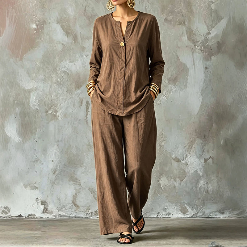 ✨Set aus Freizeithemd und Hose mit weitem Bein für Damen