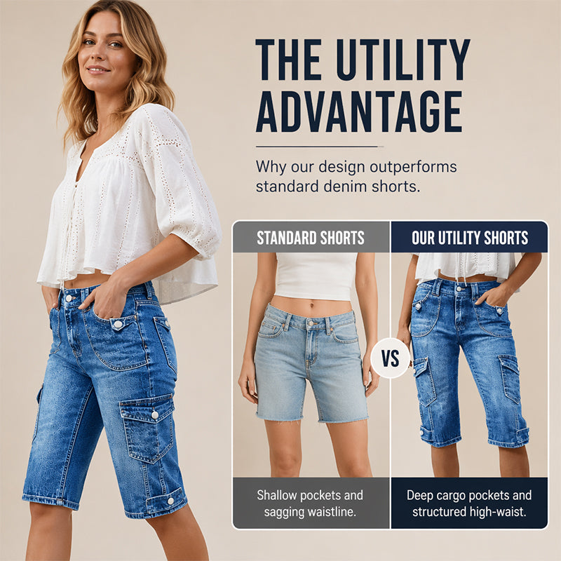 🚀 Kostenloser Versand🔥50 % Rabatt 👖 Jeans-Cargo-Shorts – figurbetont & praktisch ✨