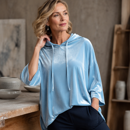 📢🎉50%Rabatt!!!🛍️✨Damen-Sweatshirt aus Samt mit lockerer Passform und Kordelzug