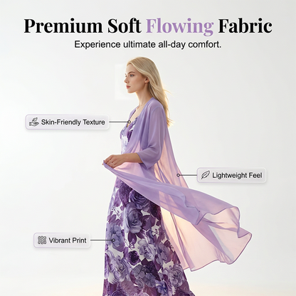 50% RABATT!✨Elegantes Maxikleid mit transparentem Überwurf🍃Leichter Stoff und anmutige Maxilänge für Eleganz im Alltag