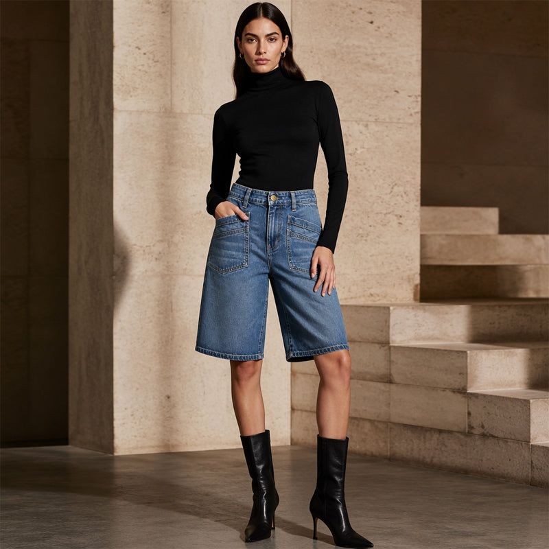 👖Klassische, kurz geschnittene Jeans mit geradem Bein für Damen