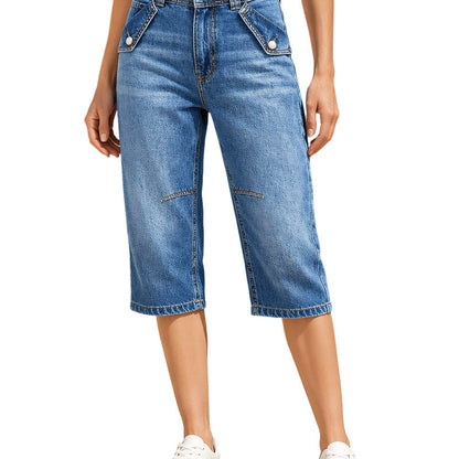 ⌛Zeitlich begrenztes Angebot – Damen hoch geschnittene Knie-lange Denim-Shorts